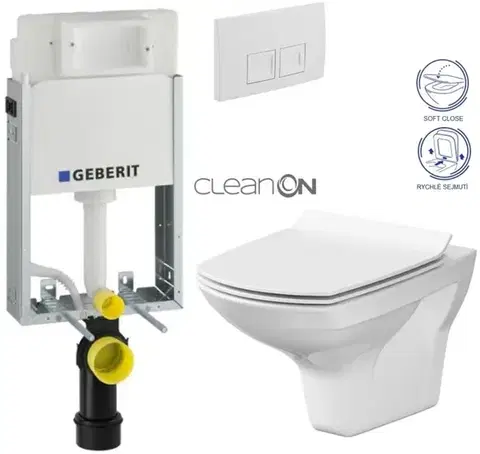 GEBERIT KOMBIFIXBasic vč. bílého  tlačítka DELTA 50 + WC CERSANIT CLEANON CARINA + SEDÁTKO 110.100.00.1 50BI CA3