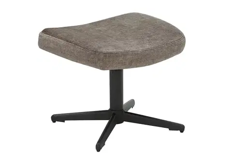 Estila Designová moderní čalouněná otočná podnožka Krespa se sametovým potahem v hnědošedém odstínu taupe 45 cm
