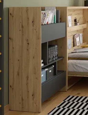 Dig-net nábytek Regál Lenart BED CONCEPT BC-25 | dub artisan / černá
