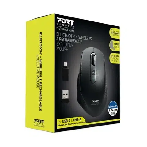 PORT CONNECT bezdrátová nabíjecí myš combo, , černá