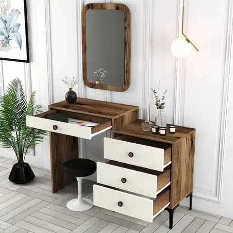 Toaletní stolek Lizbon 547 - Walnut, Cream