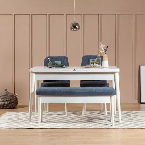 Jídelní set s rozkládacím stolem a židlemi (4 kusy) Vina 1048 - Dark Blue, White