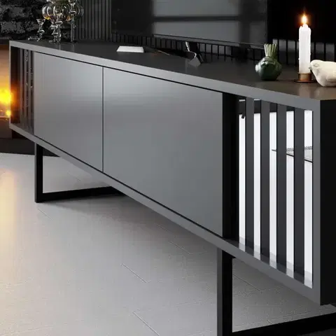TV stolek Chrome Line - Anthracite, Black