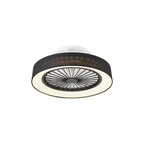 Stropní ventilátor černý s hvězdným efektem 47cm vč. LED stmívatelný s dálkovým ovládáním - Emily