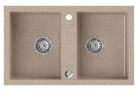 SAPHO Granitový dvojdřez, 78x47,5cm, béžová GR2222