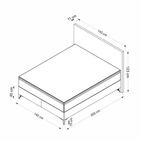 Rám dvoulůžkové postele s čelem Bade 140 x 200 - Beige