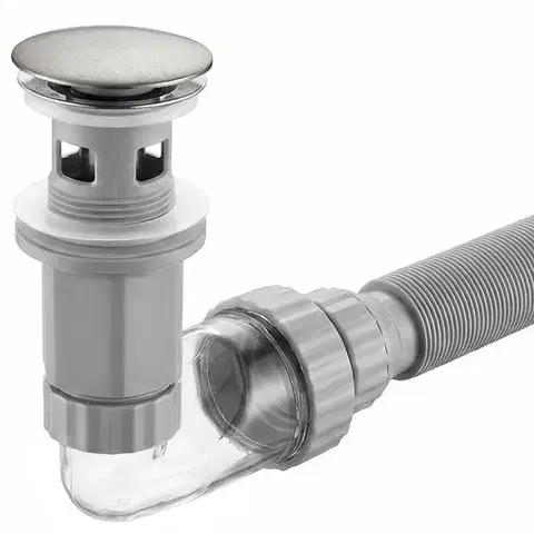 REA Umyvadlový sifon s univerzální výpustí click-clack Flow Brush Nickel REA-A9495
