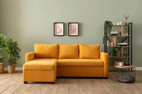 Rohová rozkládací pohovka Kado - Mustard