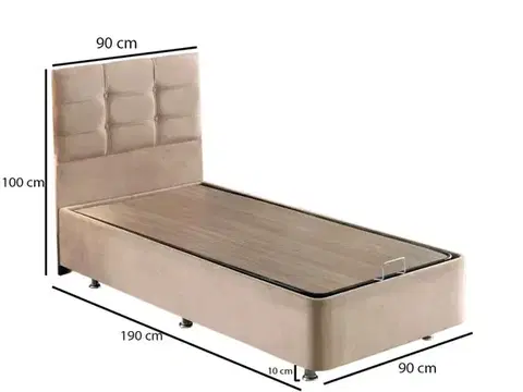 Rám jednolůžkové postele s čelem Polo - Light Brown (90 x 190)