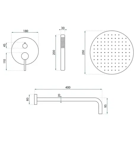 REA Podomítkový Sprchový Set Argon Nickel Brush + BOX REA-P4413