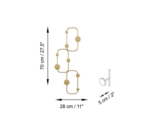 Wallity Nástěnný kovový věšák Lizzard 28 cm zlatý