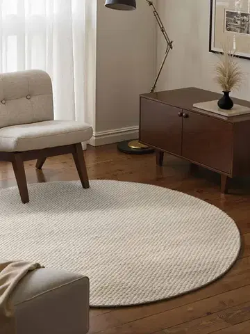 ELLE Decoration, Kusový koberec Lyon Beans 106314 Natural Cream kruh z kolekce Elle, 160x160 (průměr) kruh, bílá, ložnice