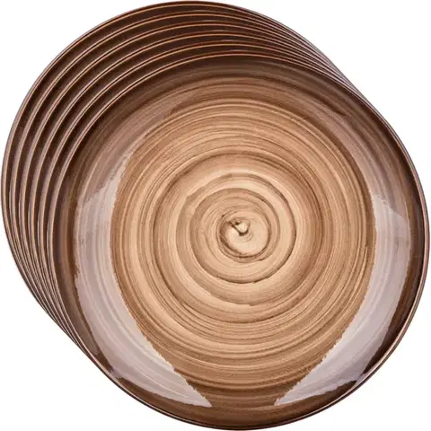 Banquet Sada 6 mělkých talířů Palas 27 cm, hnědá
