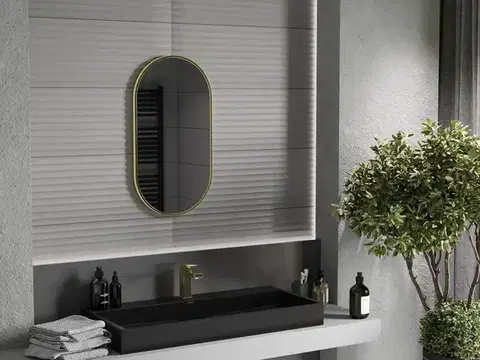 MEXEN Loft zrcadlo 75 x 40, zlatý rám 9851-075-040-000-50