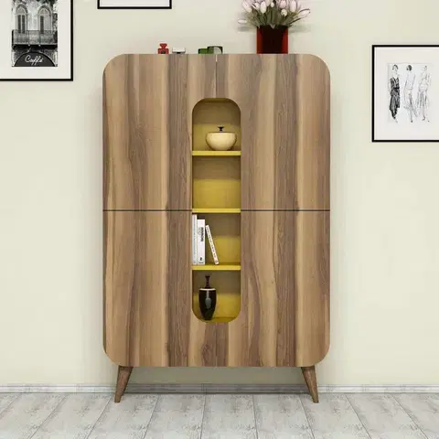Skříňka Mine Walnut and Yellow