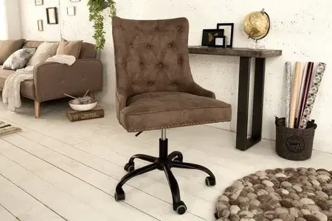 Estila Designové otočné kancelářské křeslo Modern Secretary hnědá
