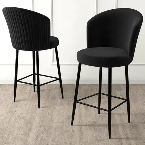 Bar Stool Set (6 Pieces) Fora - Black