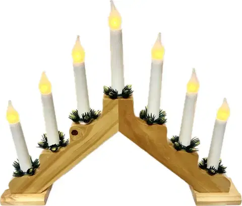 Exihand Adventní svícen dubový s LED imitace plamene 7x34V/0,2W