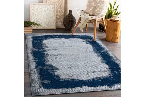 Dywany Łuszczów, Kusový koberec Core A004 Frame blue/grey, 120x170, modrá, chodba / předsíň