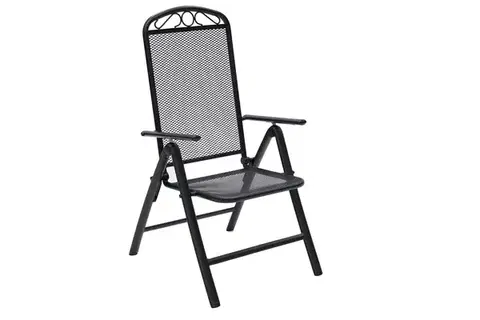 DEOKORK Kovové křeslo polohovatelné GREY (černá)