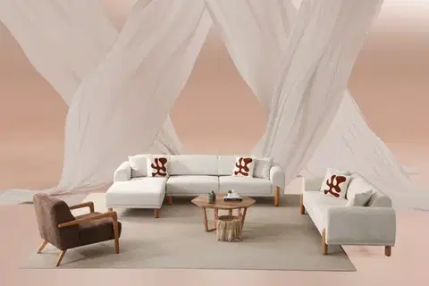 Rohová rozkládací pohovka Lyke Left - Cream
