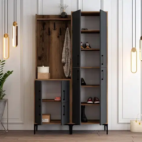 Předsíňová stěna Berlin BA - Walnut, Anthracite