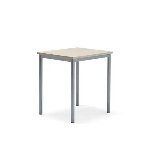 Stůl SONITUS PLUS, 700x600x760 mm, stříbrné nohy, HPL deska tlumící hluk, jasan