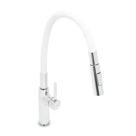 Dřezová baterie SAT se silikonovým ramínkem bílá/chrom SATBSD290B2F SATBSD290B2F