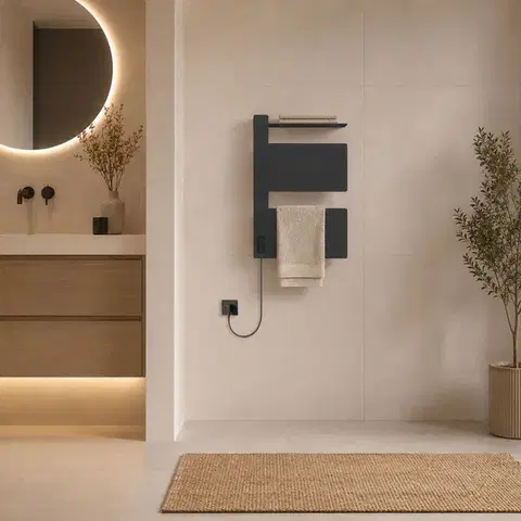 Mereo Elektrický sušák ručníků, 2 moduly, černý MT81B
