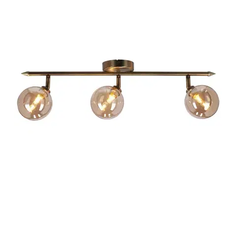 Stropní lampa Rodia s patinou, páskem 3x40W, stínidlo G9, jantarová