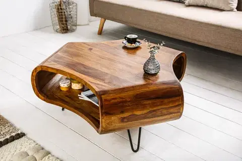 Estila Designový konferenční stolek z masivu 90cm Spin