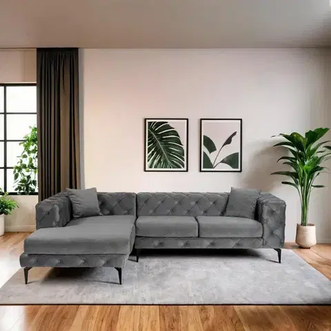 Rohová sedací souprava Como Eco Left - Anthracite, Black