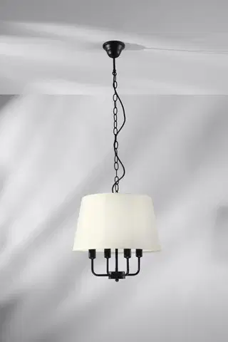 Závěsná lampa Pasteri matně černá 4x40W e14 béžové stínidlo
