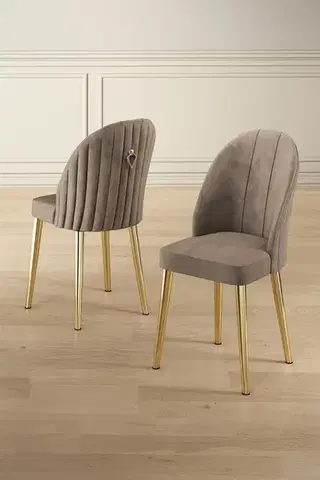 Sada židlí (2 kusy) Mara - Cappuccino, Gold