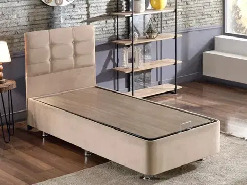 Rám jednolůžkové postele s čelem Polo - Light Brown (90 x 190)
