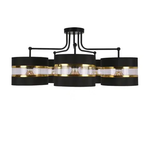 Závěsná lampa Andy černá, stínidlo E27 černé+zlaté