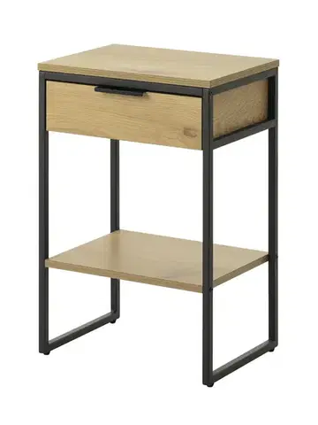 Estila Příruční stolek Holstebro, dub/černý kov, 60 cm