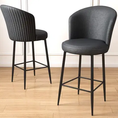 Bar Stool Set (6 Pieces) Uras - Anthracite, Black