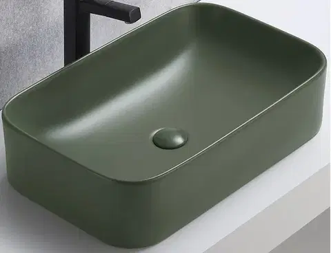 ArtCom Keramické umyvadlo KAMA MFG-50 | zelený mat 50 cm