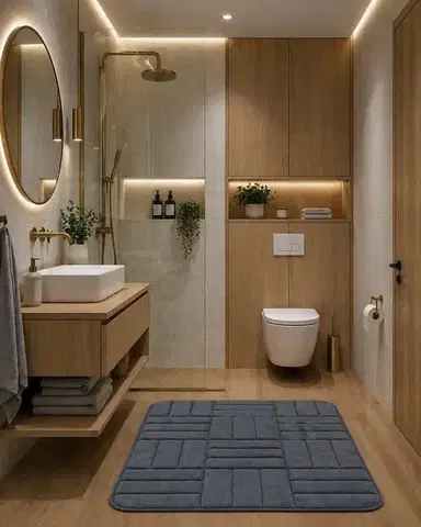 BO-MA, Protiskluzová koupelnová předložka 3D 667 dark grey, 50x80, šedá, koupelna