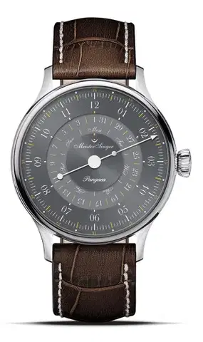MeisterSinger Pangaea Day Date 365 Grey PDD365927 - Světle hnědý kožený řemínek