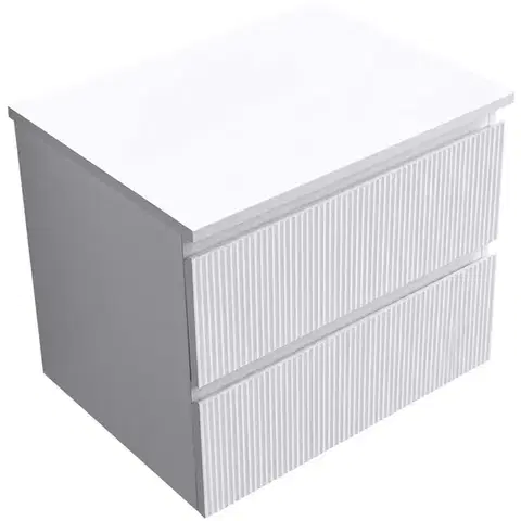 CERANO Koupelnová skříňka Carole bílá matná rýhovaná + deska pod umyvadlo Navira Slim 18 mm 60x49,8x46  CER-013460