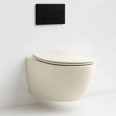 REA Závěsná WC mísa Carlo Mini Rimless Ecru REA-C5500