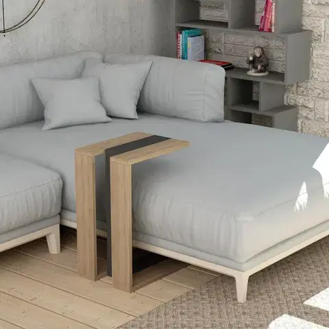 Odkládací stolek / Příruční stolek Muju - Oak, Anthracite, Oak