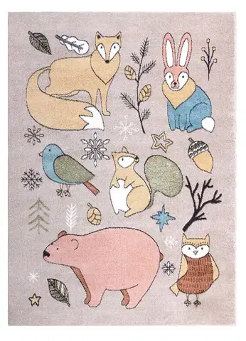 Dywany Łuszczów, Dětský kusový koberec Fun Forester beige, 80x150, vícebarevná, dětský pokoj