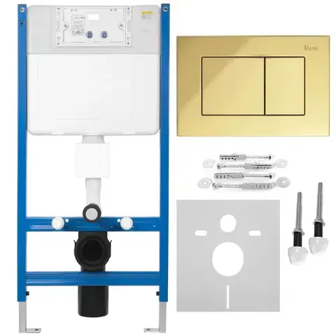 REA Podomítkový WC systém K011A-Q + tlačítka J Gold KPL-E0636