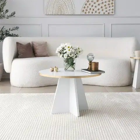 Konferenční stolek Mushroom - Gold, White v2
