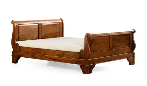 Estila Rustikální luxusní manželská postel M-VINTAGE z masivního dřeva s vyřezávanými nožičkami 165cm