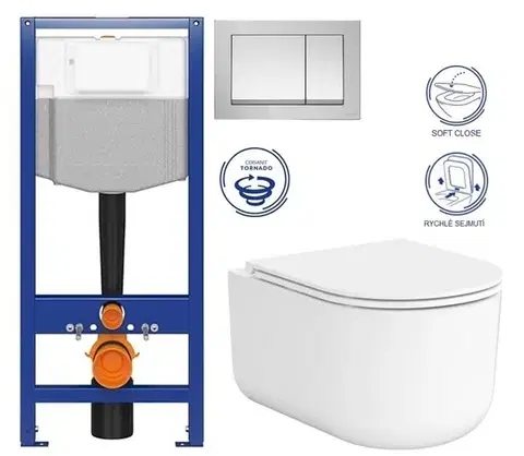 CERSANIT/S CERSANIT předstěnový instalační systém s tlačítkem chrom K97-509 + WC CERSANIT INTRO PRO OVAL /VÍROVÉ SPLACH/+ SEDÁTKO K97-526 509 IR1