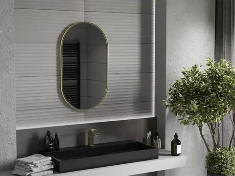 MEXEN Loft zrcadlo 85 x 50, zlatý rám 9851-085-050-000-50